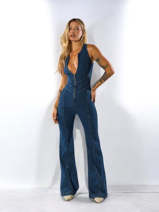 Helena Heart Denim Jumpsuit